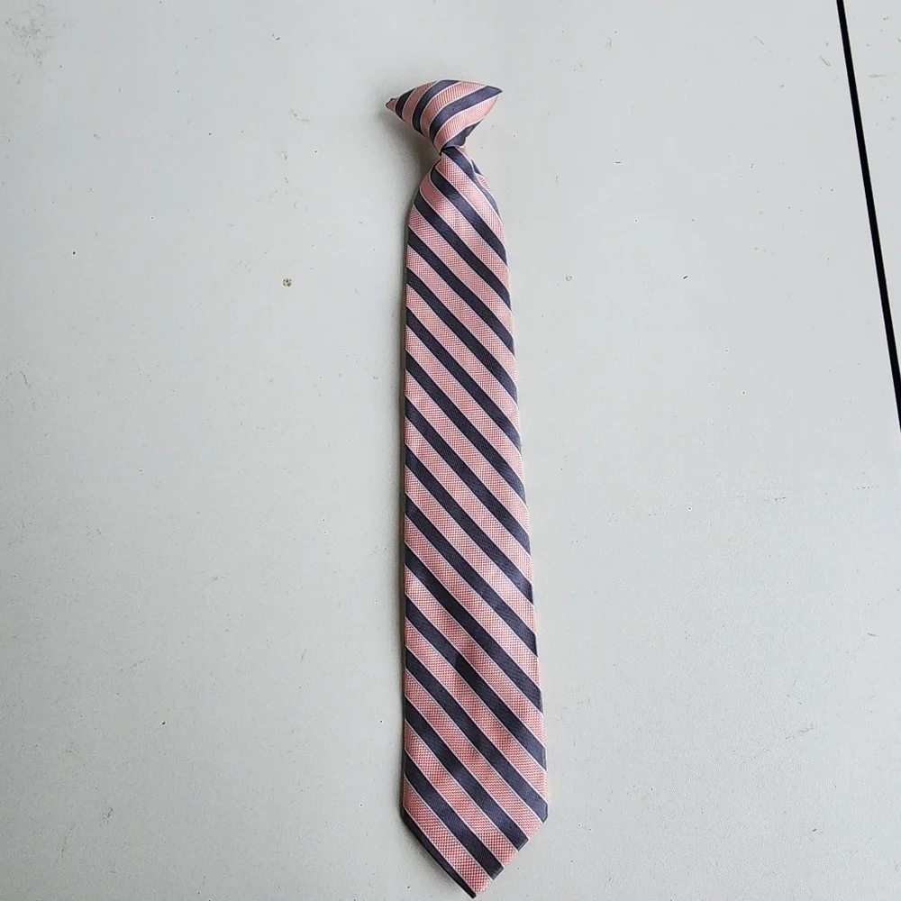 Boys Clip On Tie Striped Pre Tied Necktie Modern 15